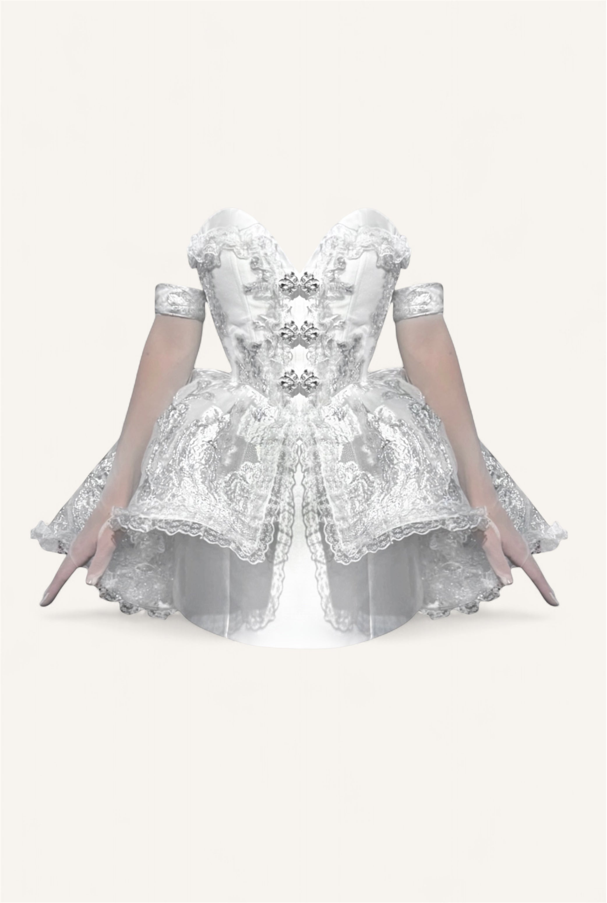 BRIDAL MINI DRESS WITH MATCHING GLOVES
