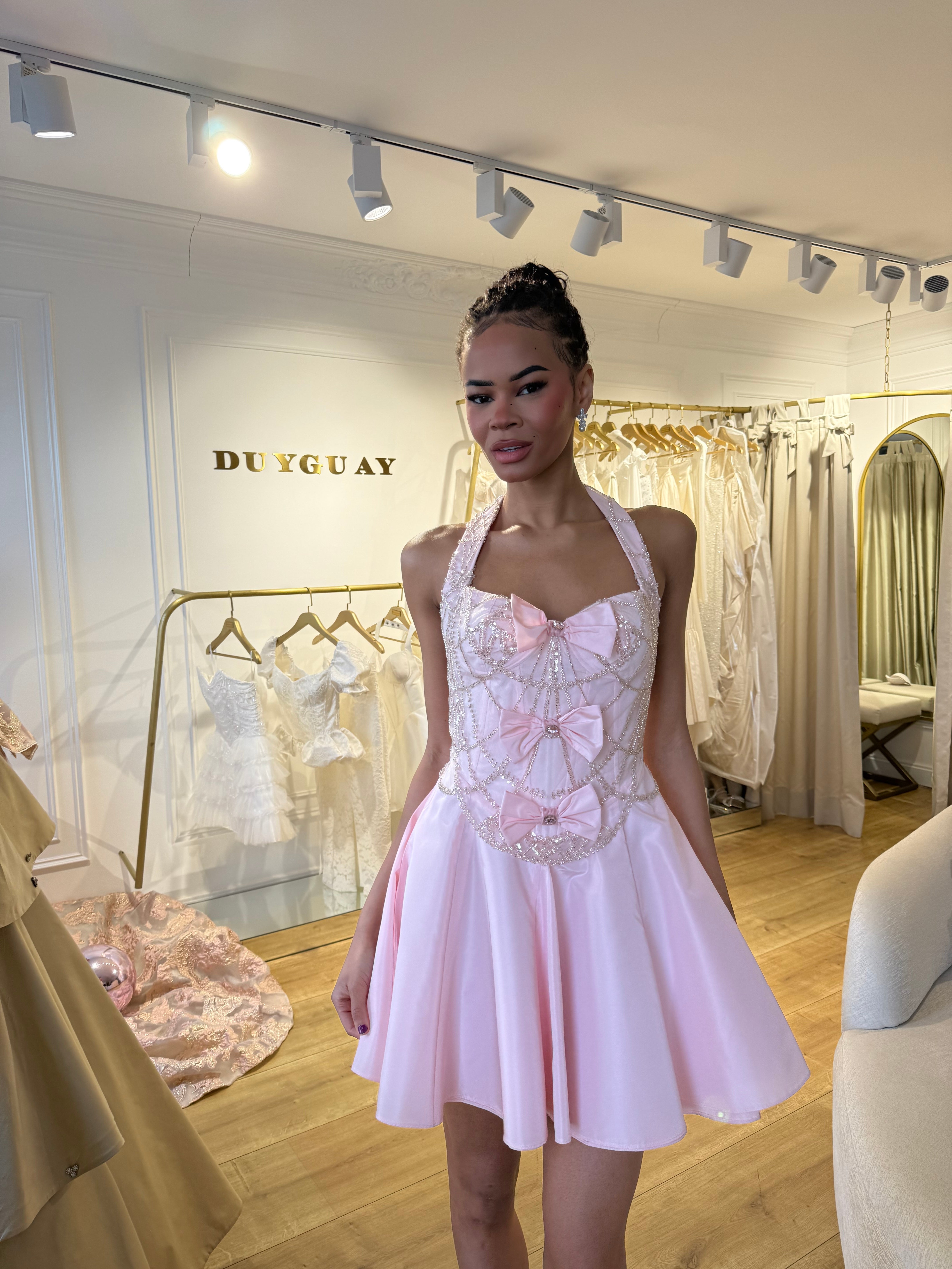 FAIRY PINK HALTERNECK DRESS
