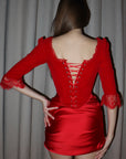 MATILDA ROUGE VELVET SET