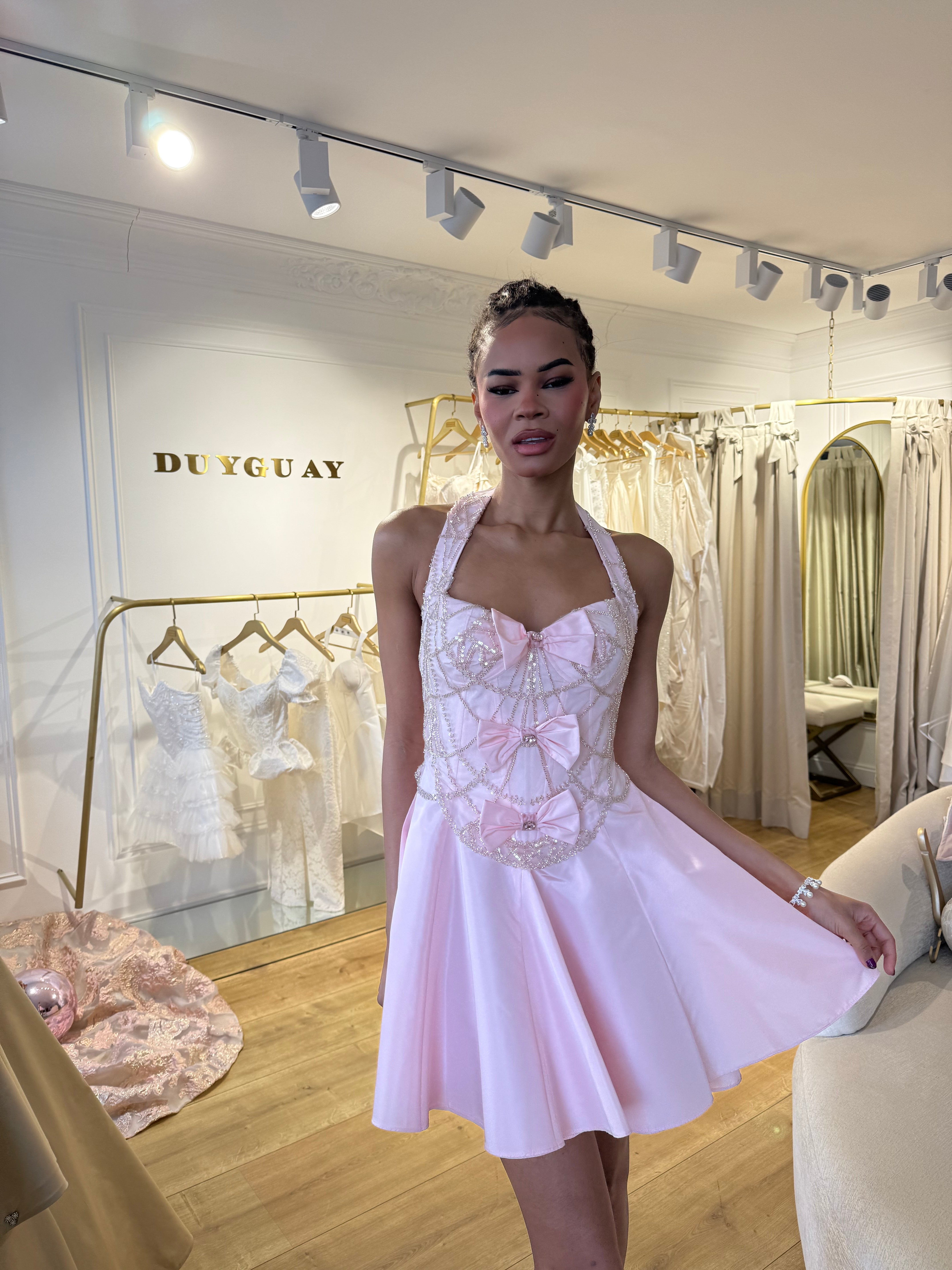 FAIRY PINK HALTERNECK DRESS