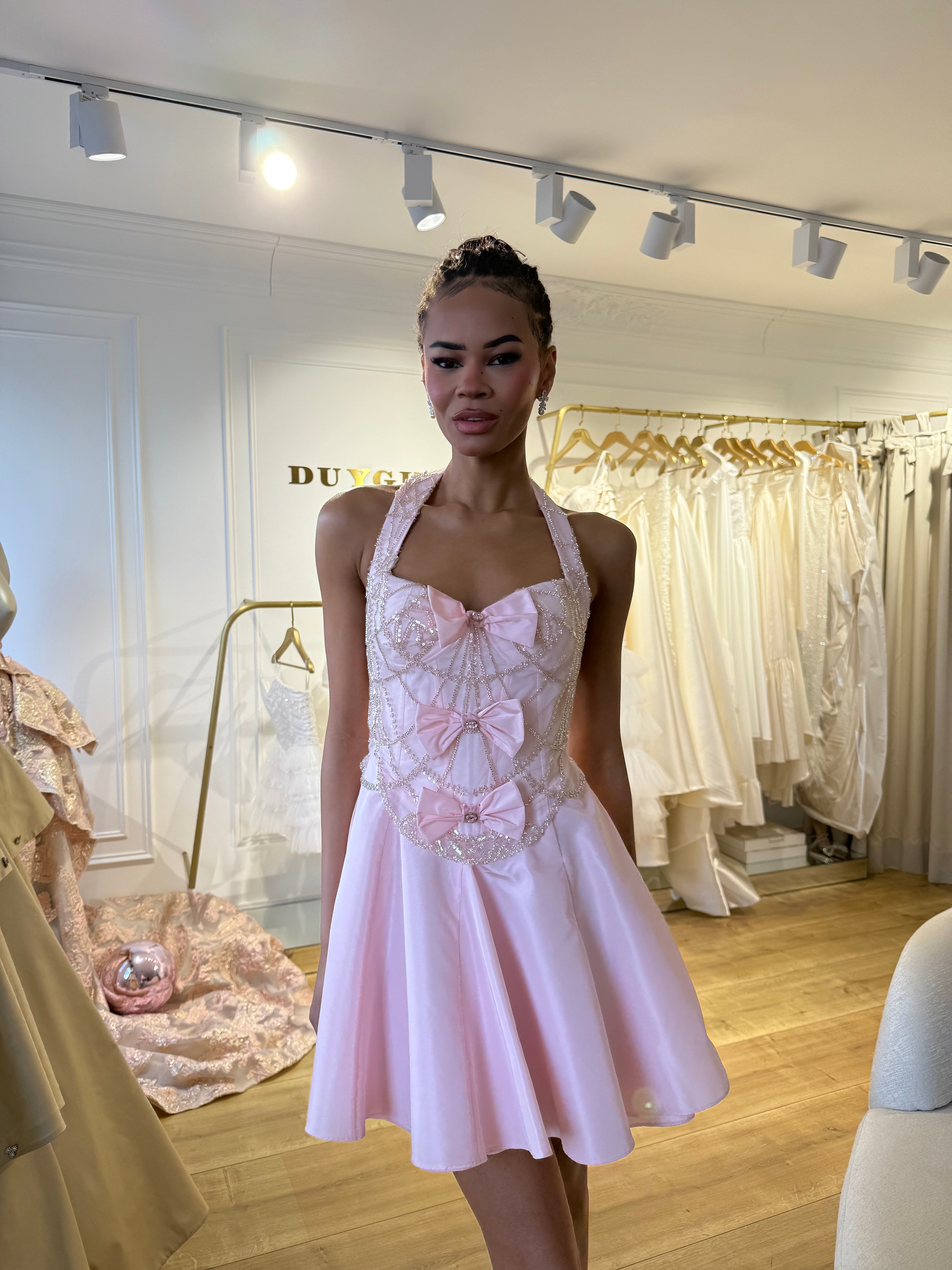 FAIRY PINK HALTERNECK DRESS