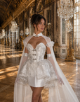 BRIDAL MINI DRESS WITH MATCHING GLOVES