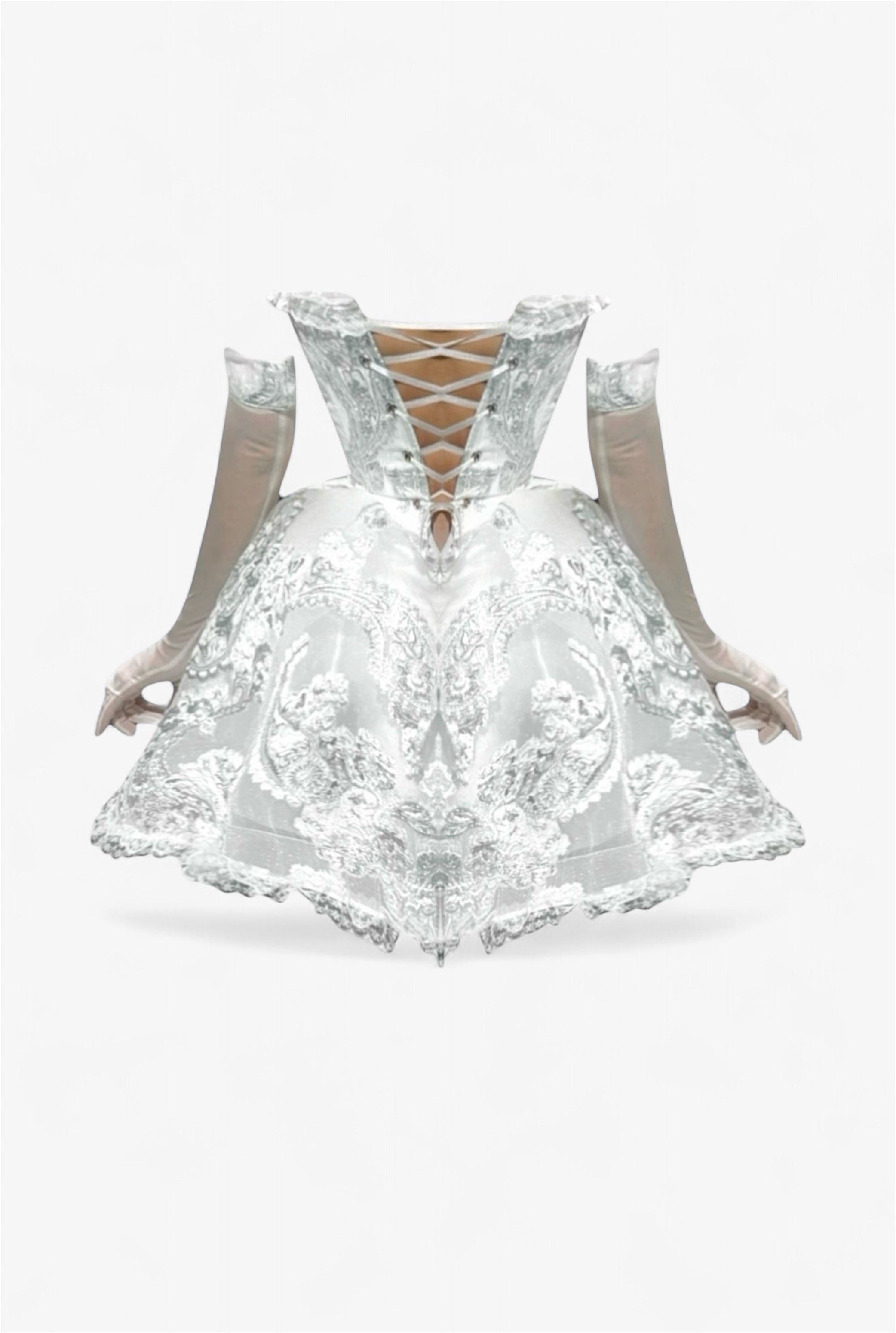 BRIDAL MINI DRESS WITH MATCHING GLOVES