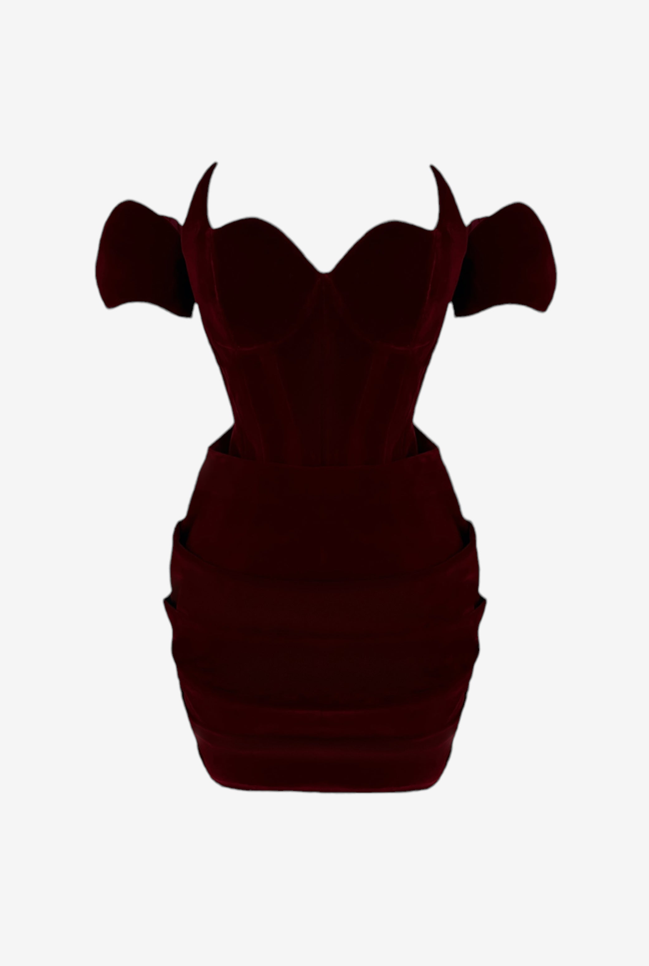 la hearts velvet corset mini dress Nora Black Velvet Drop Waist Corset Puffy Mini Dress with Lace Trim (A