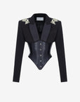 EMBROIDERED CRYSTAL CORSET BLAZER