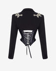 EMBROIDERED CRYSTAL CORSET BLAZER