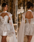 BRIDAL MINI DRESS WITH MATCHING GLOVES