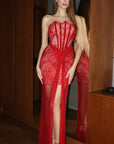 ROUGE EN DENTELLE MAXI ROBE