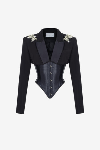 EMBROIDERED CRYSTAL CORSET BLAZER – DUYGU AY COLLECTION